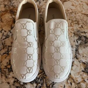 Valentino White Ribbed Sole Slip-On Sneakers